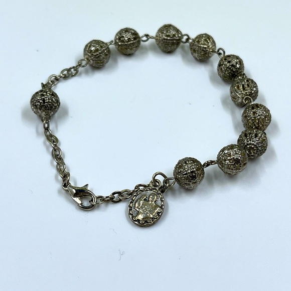 Silver Plated Ball Vintage Bracelet - Picture 4 of 6